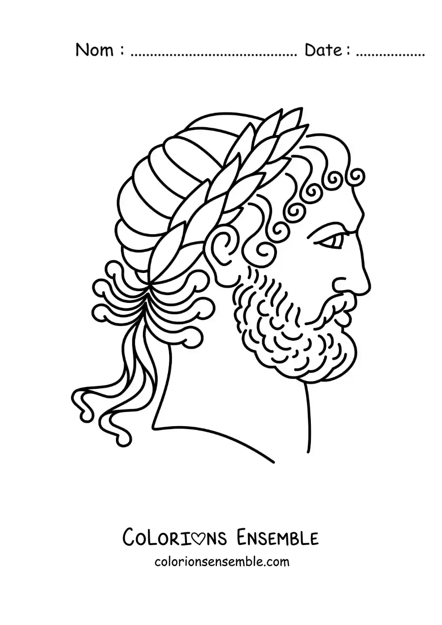 Image à colorier d'une femme grecque avec une couronne de laurier
