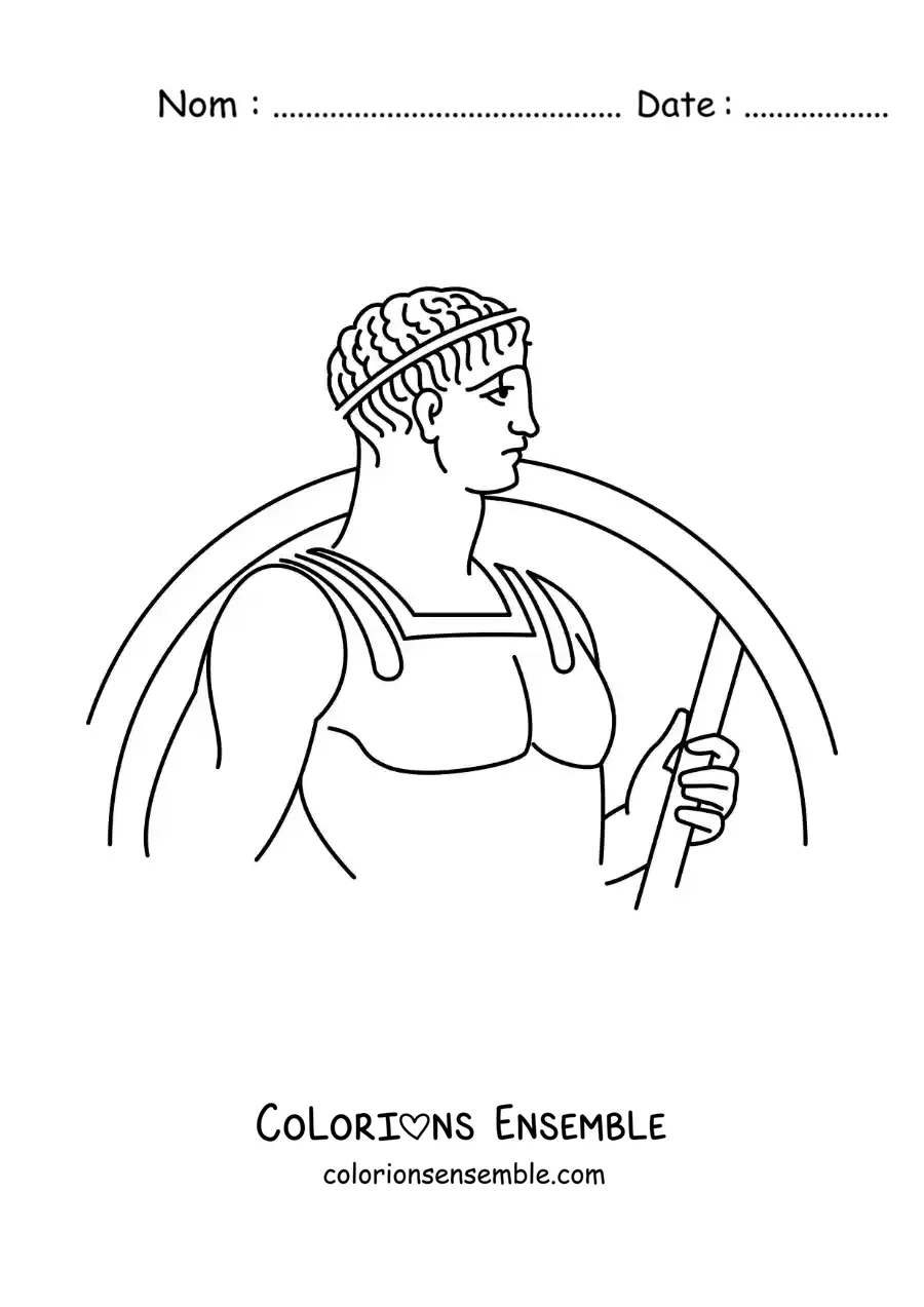 Image à colorier d'un soldat grec