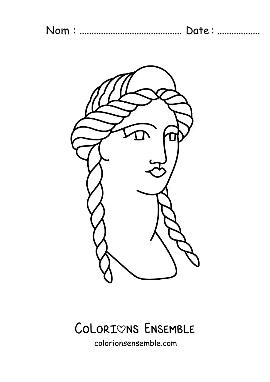 Image à colorier d'un visage de la Grèce antique