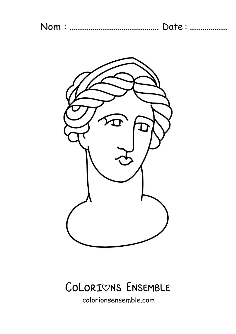 Image à colorier d'une sculpture grecque d'une femme