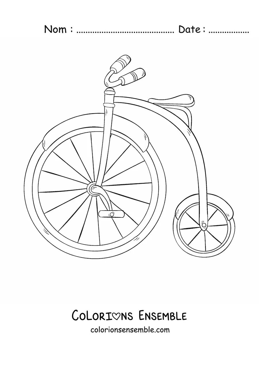 Image à colorier d'un vélo ancien