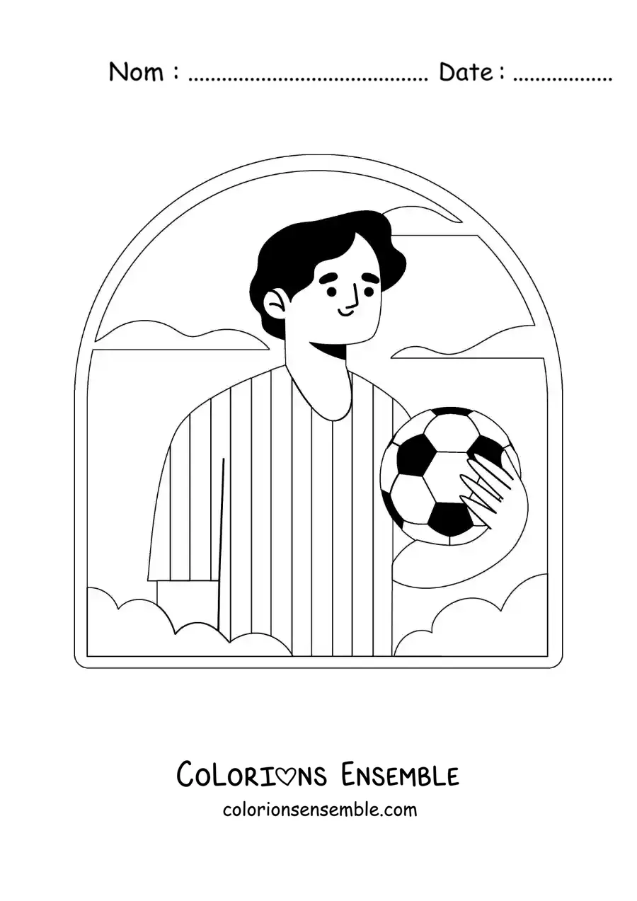 Image à colorier d’un joueur de football argentin animé