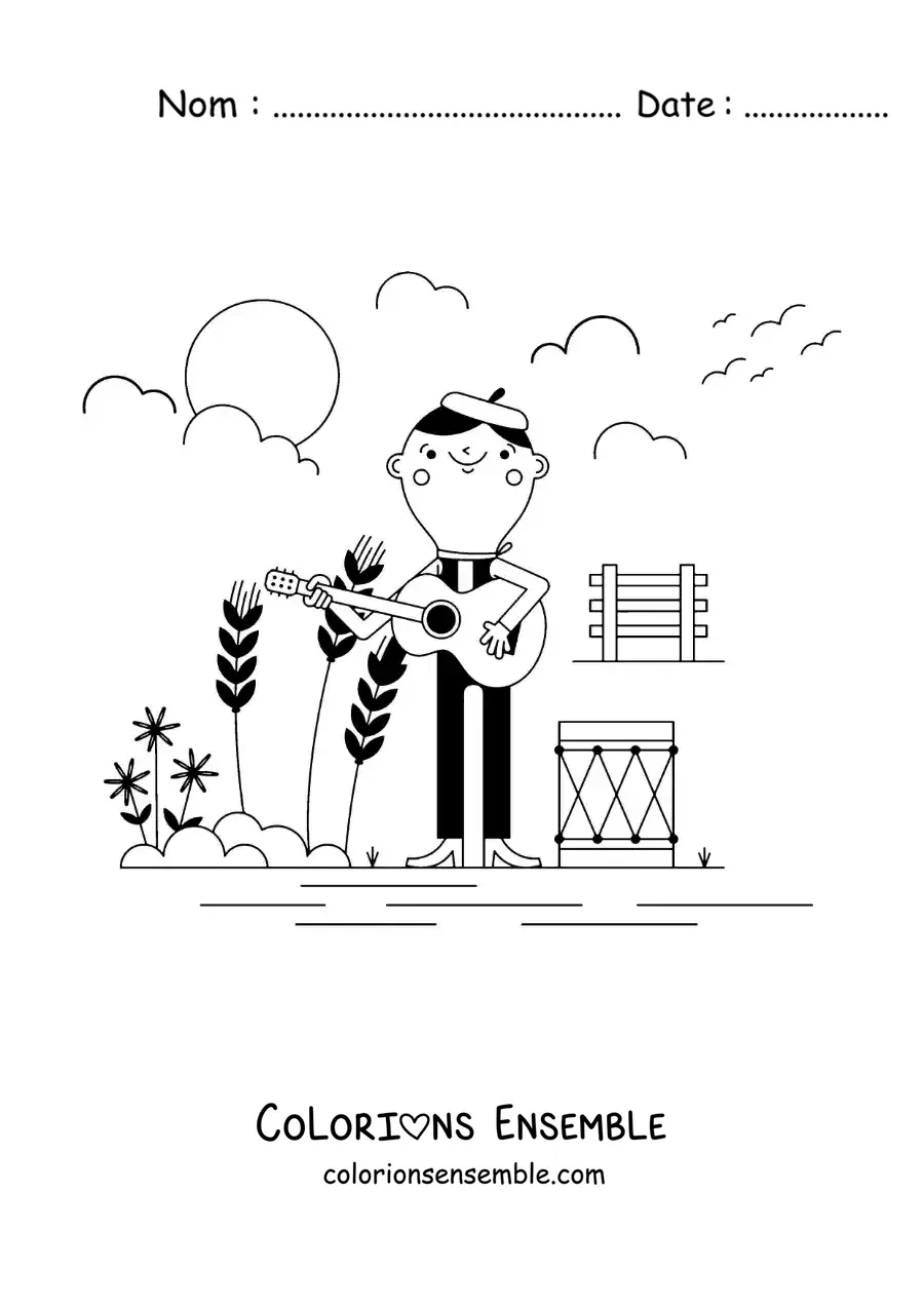 Image à colorier de musique traditionnelle argentine