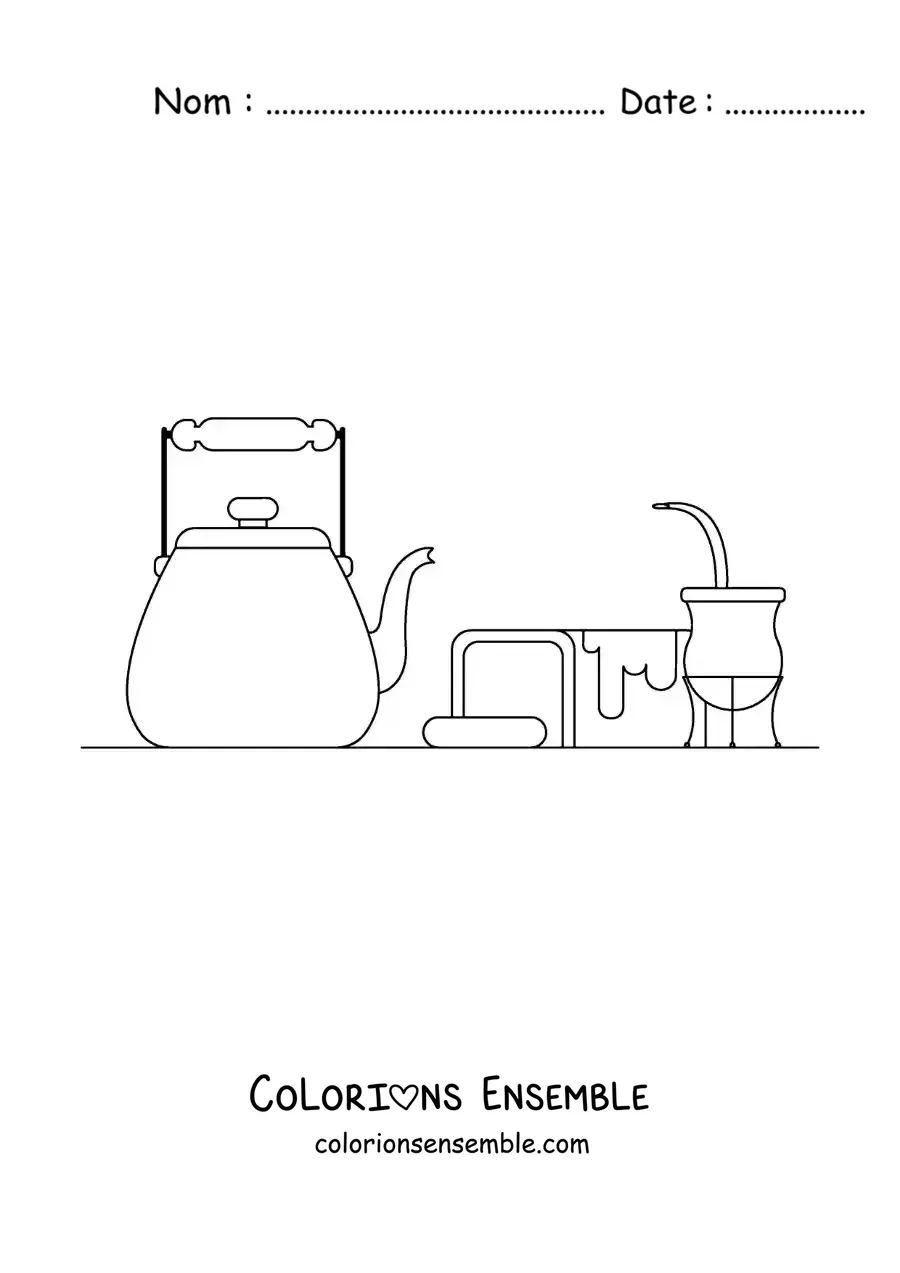 Image à colorier d’un maté traditionnel argentin