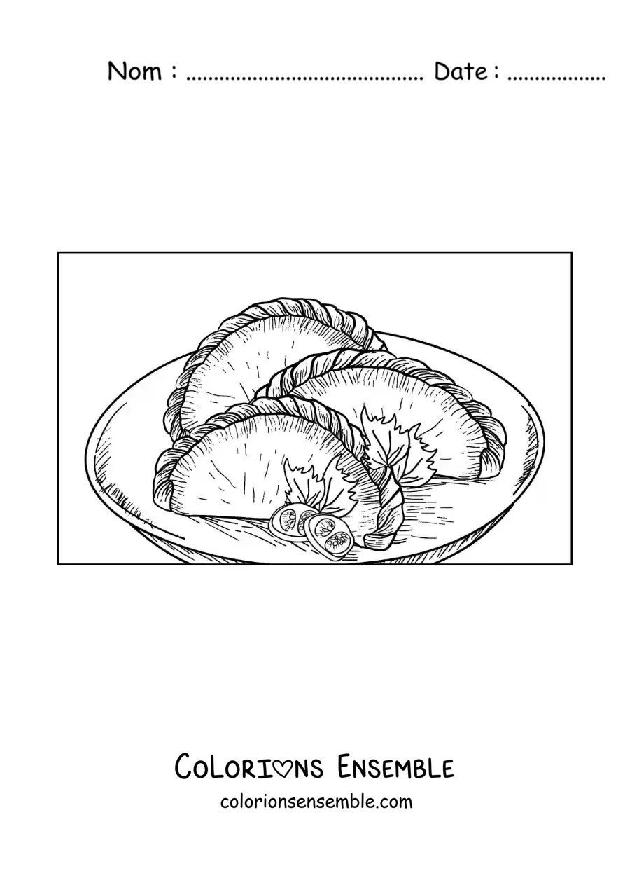 Image à colorier d’empanadas traditionnelles de la culture argentine