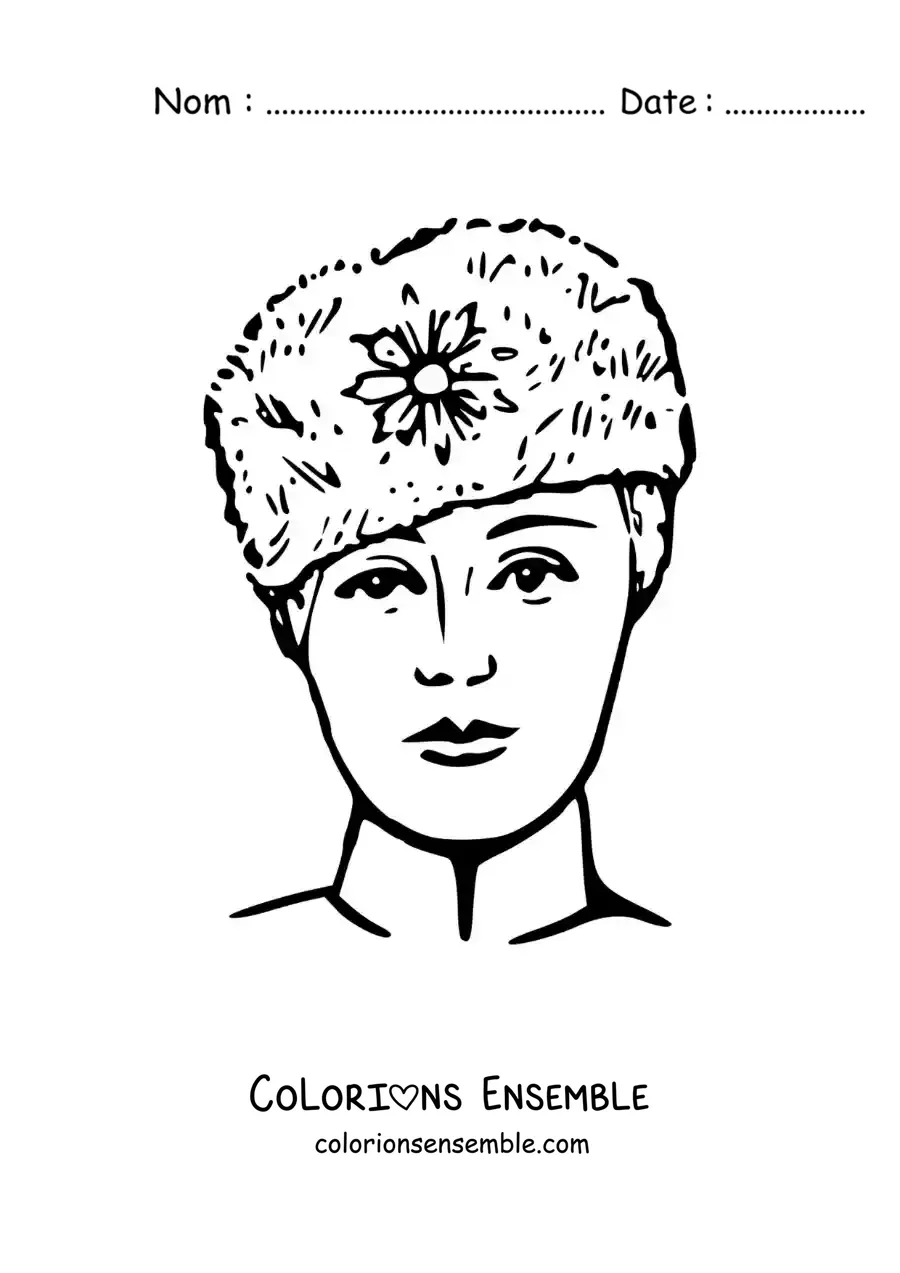 Image à colorier d’un visage de femme russe