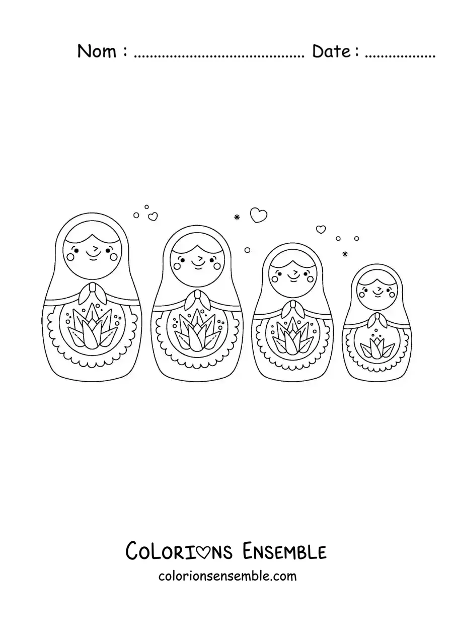 Image à colorier de poupées russes animées