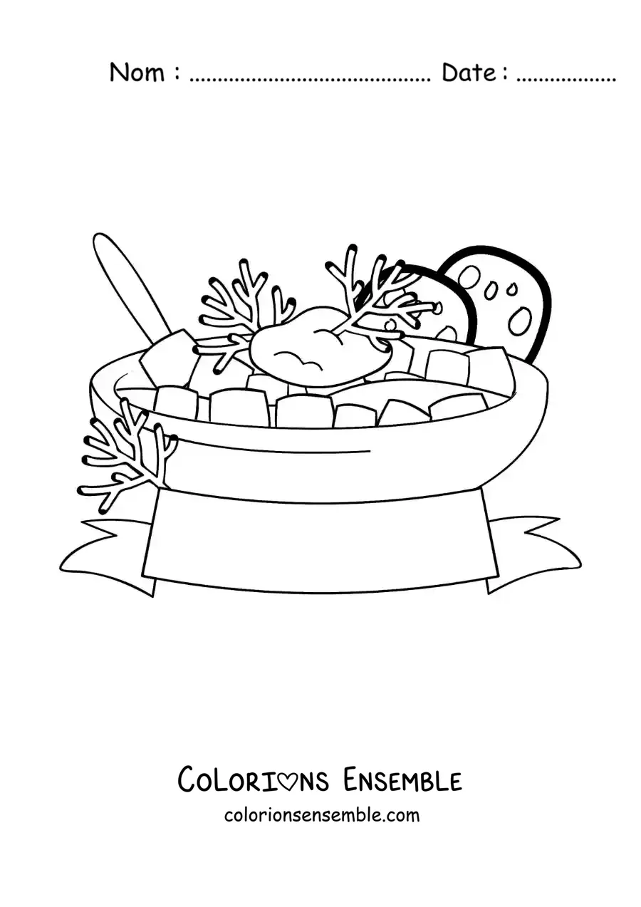 Image à colorier d’un plat de la gastronomie russe