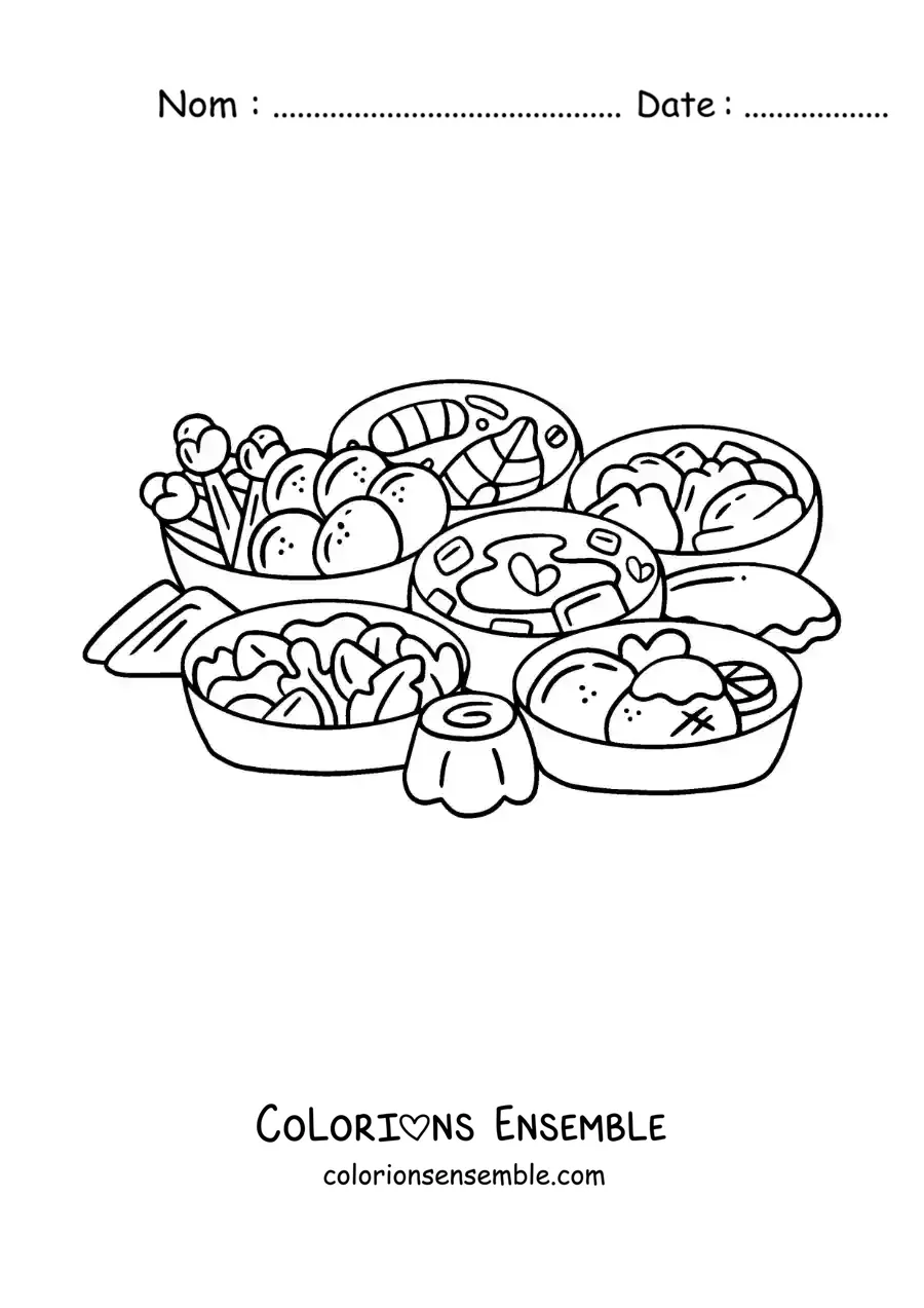 Image à colorier de cuisine typique de Russie