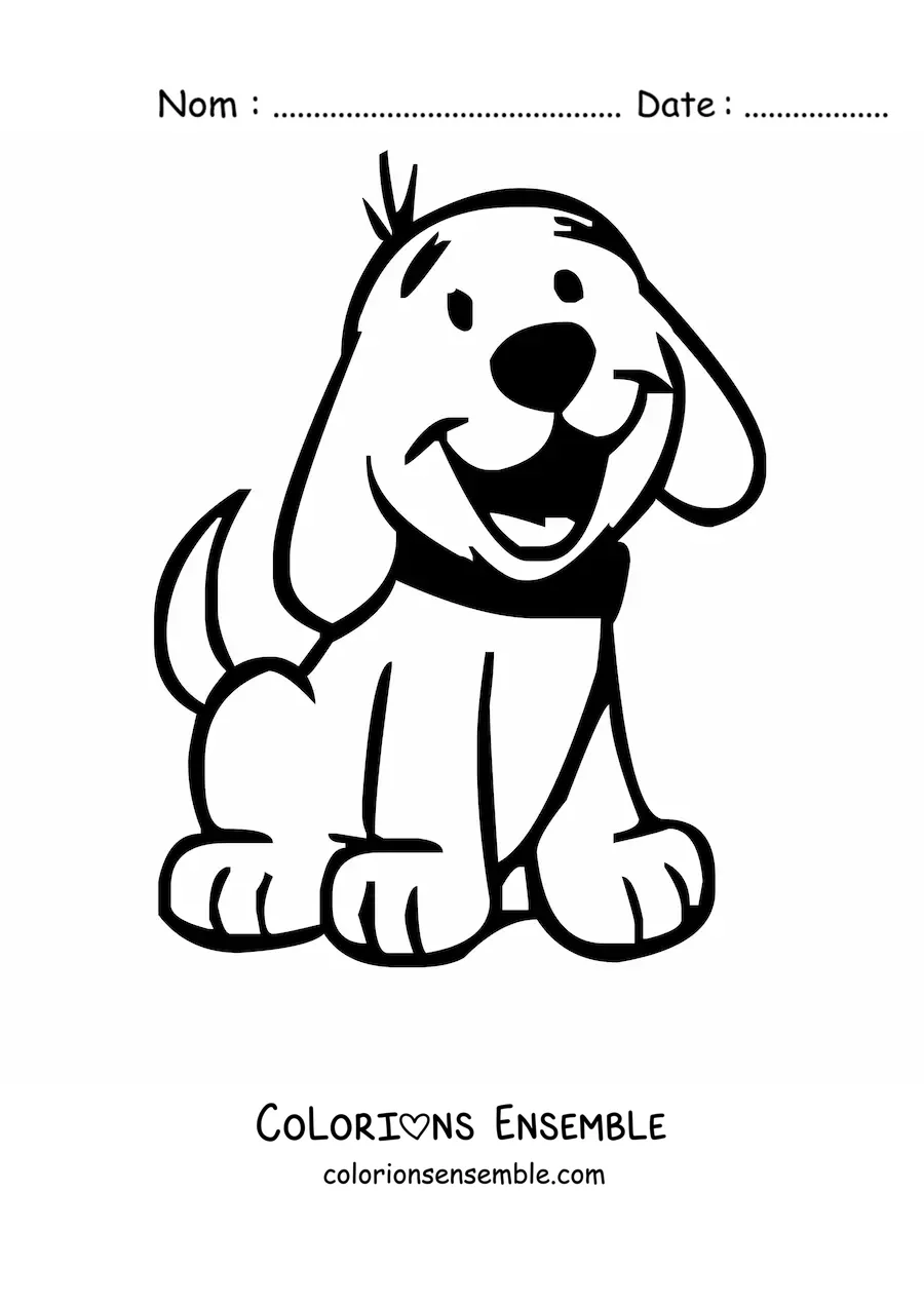 Image à colorier d’un chien tout content assis