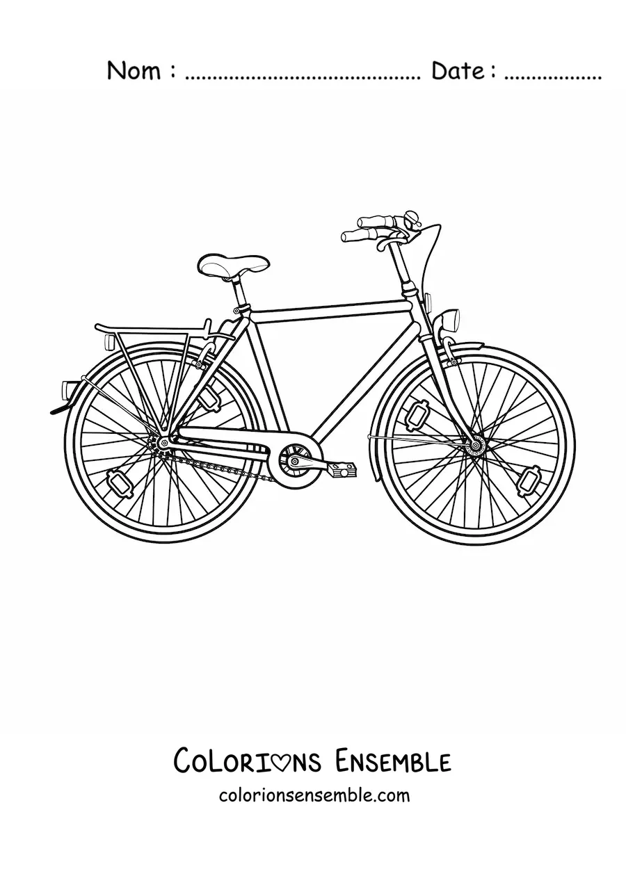 Image à colorier d'un vélo avec une lumière