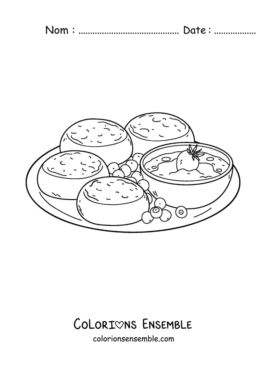 Image à colorier d’un dessert traditionnel de Russie