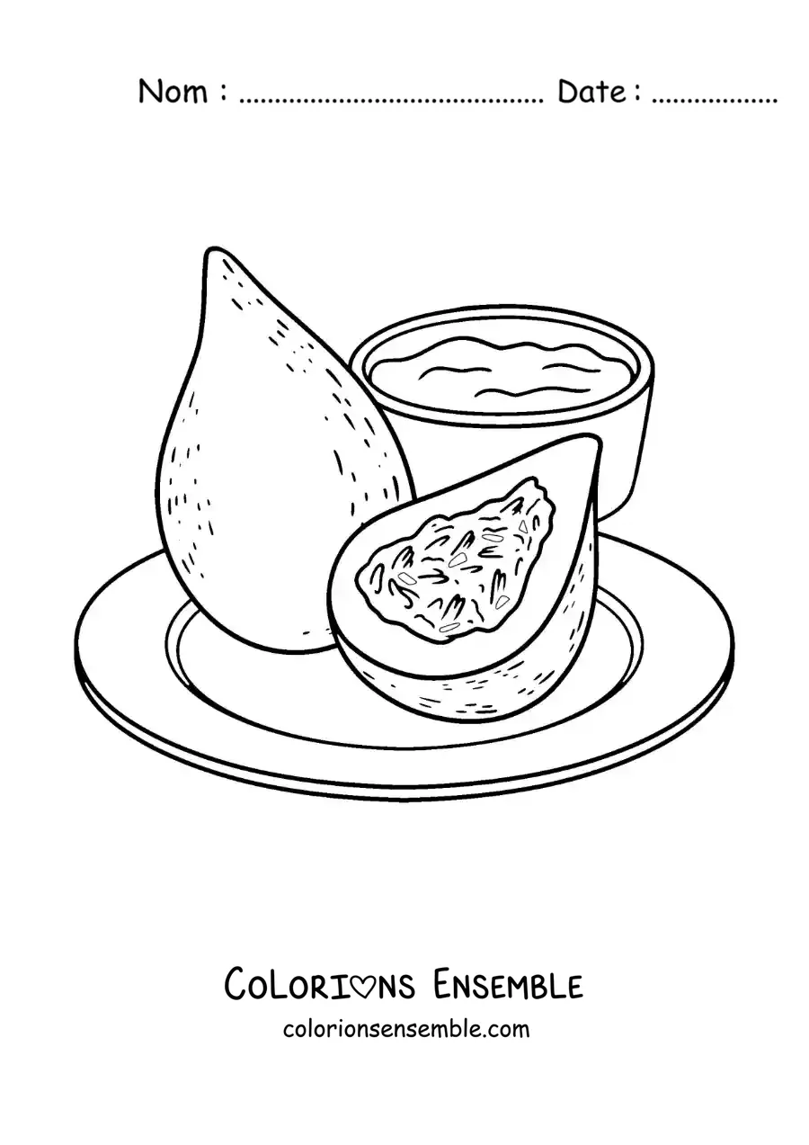Image à colorier d’un plat traditionnel du Brésil