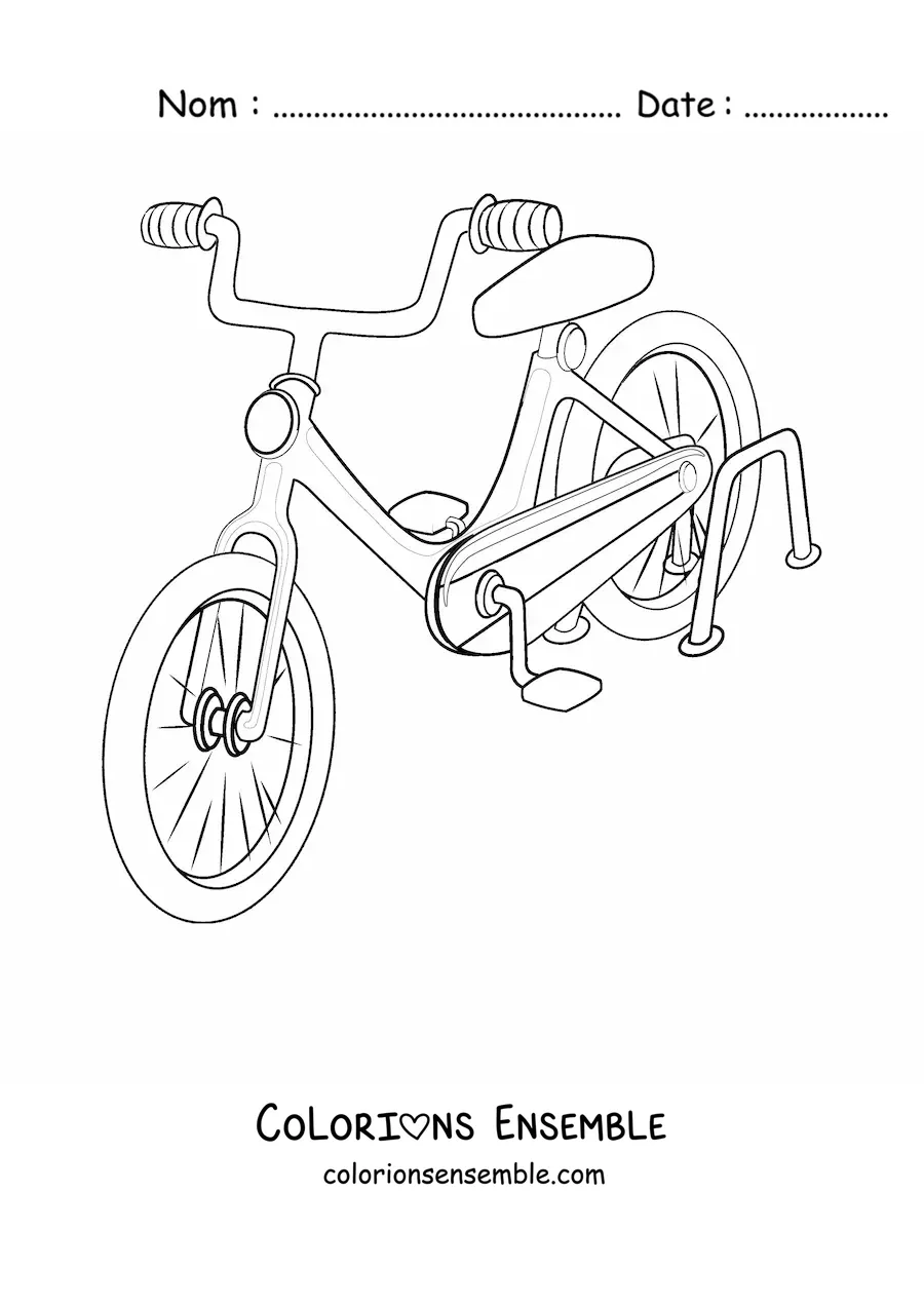 Image à colorier d'un vélo avec une lumière