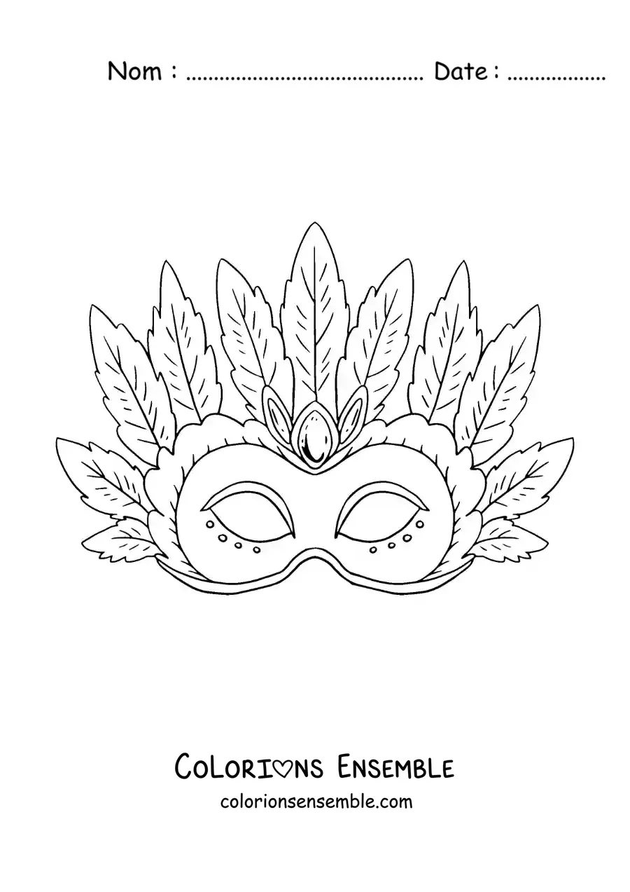 Image à colorier d’un masque du Carnaval du Brésil