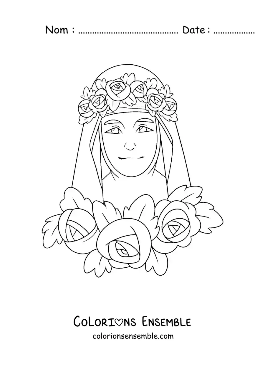 Image à colorier de sainte Rose de Lima