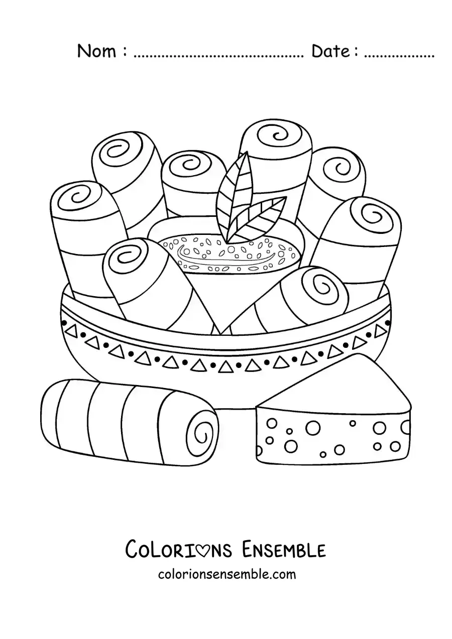 Image à colorier de tequeños vénézuéliens traditionnels