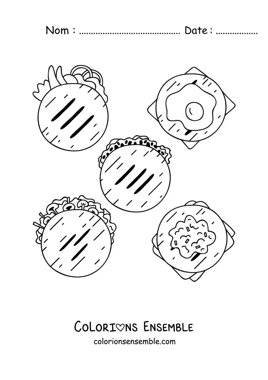 Image à colorier de cuisine traditionnelle vénézuélienne