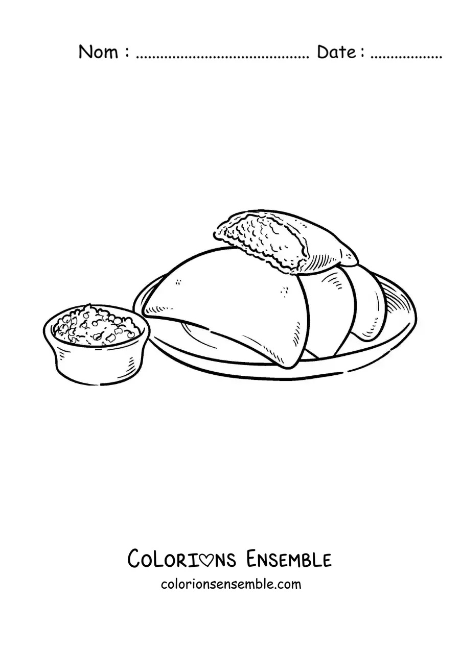 Image à colorier d’un plat traditionnel du Venezuela