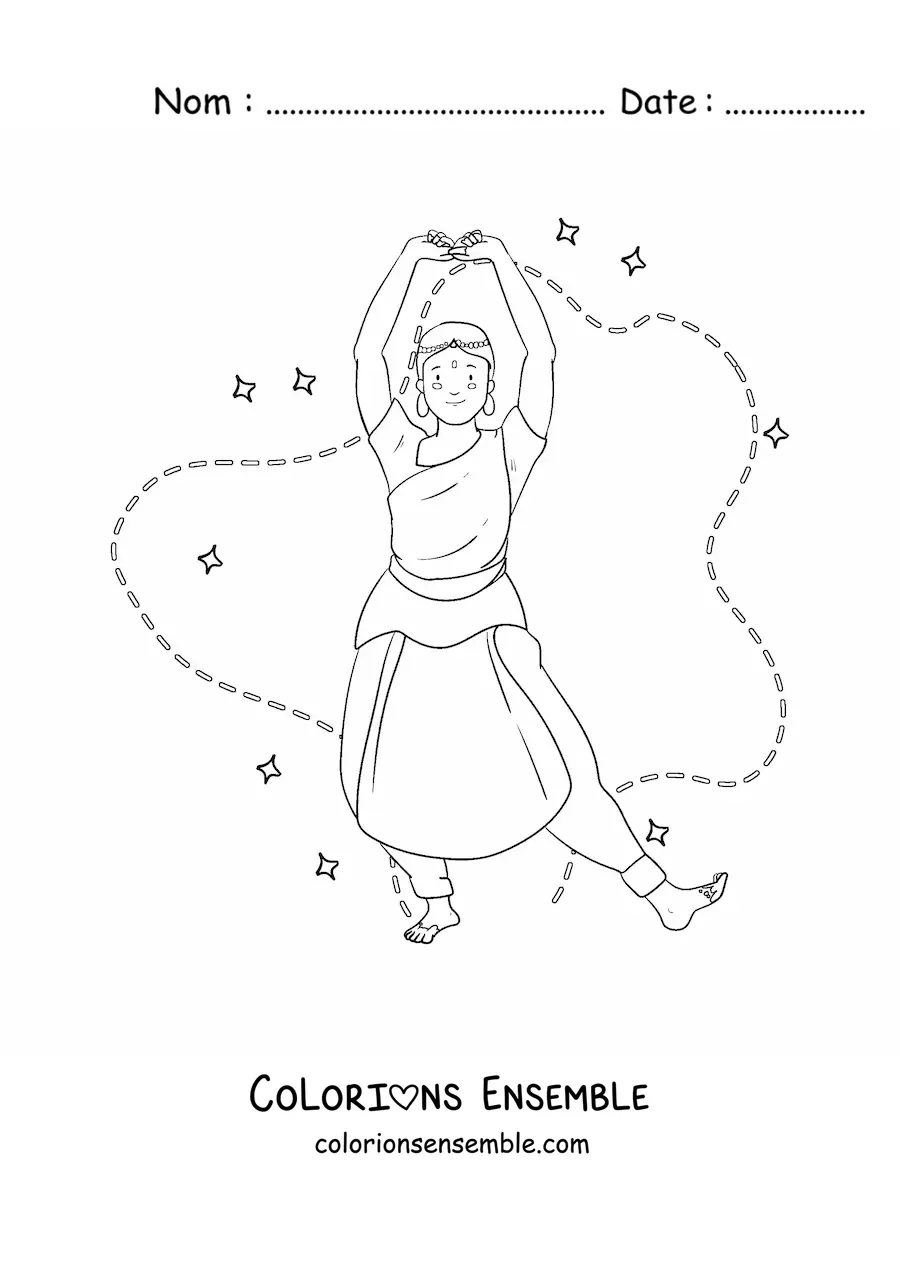 Image à colorier d’une danse de la culture indienne