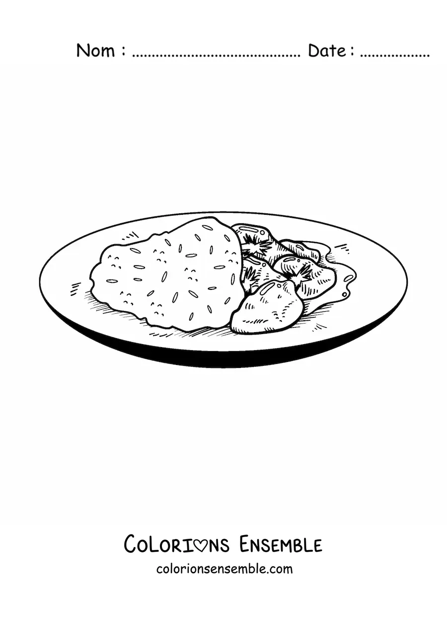 Image à colorier d’un plat de la culture de l’Inde
