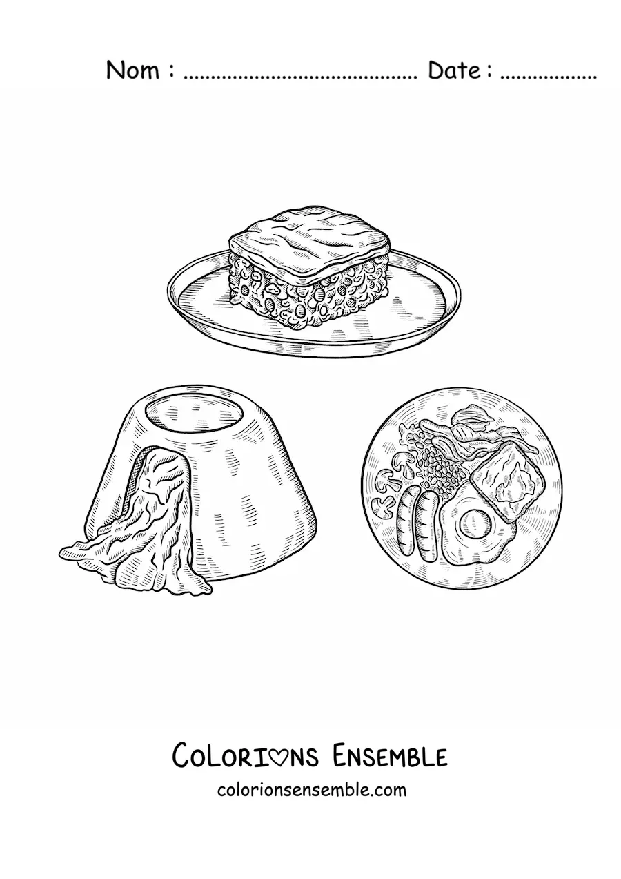 Image à colorier de plats anglais