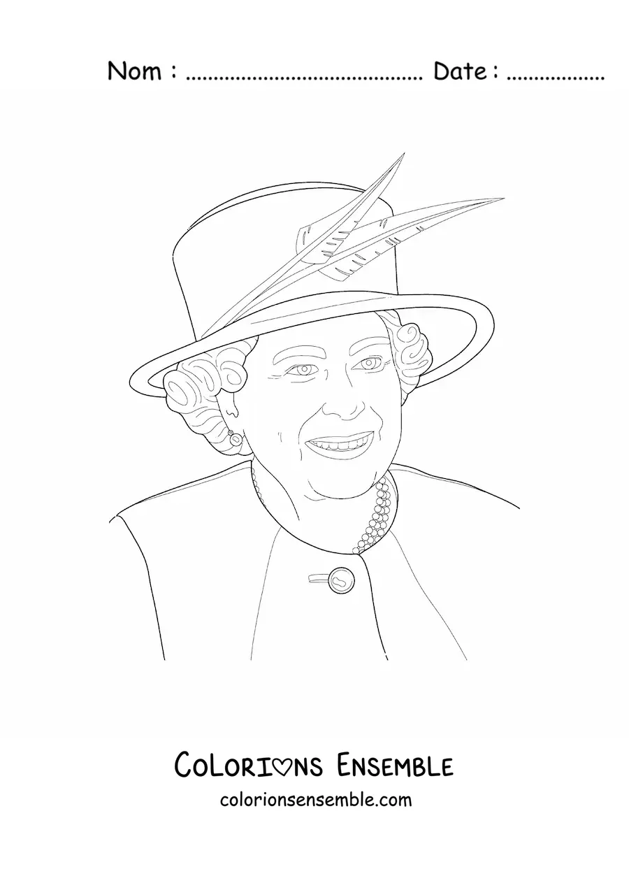 Image à colorier de la reine Élisabeth II du Royaume-Uni