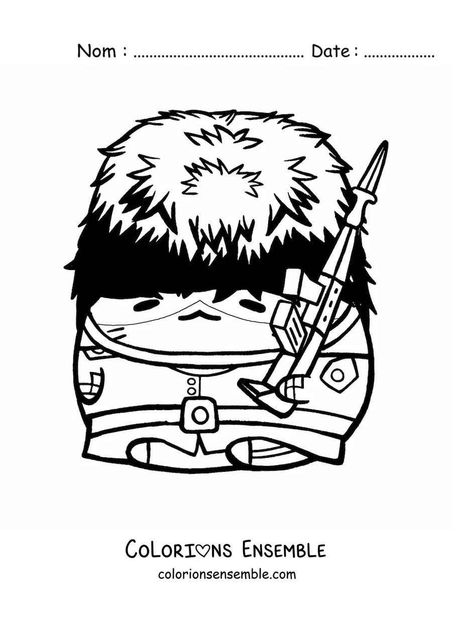 Image à colorier d'un hamster animé habillé en garde royal anglais