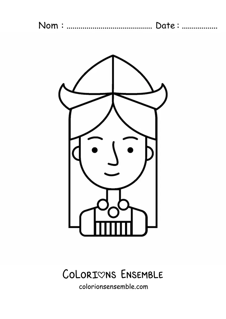 Image à colorier d'une fille hollandaise animée facile