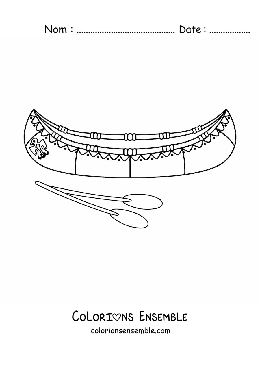 Image à colorier d'un canoë des tribus amérindiennes