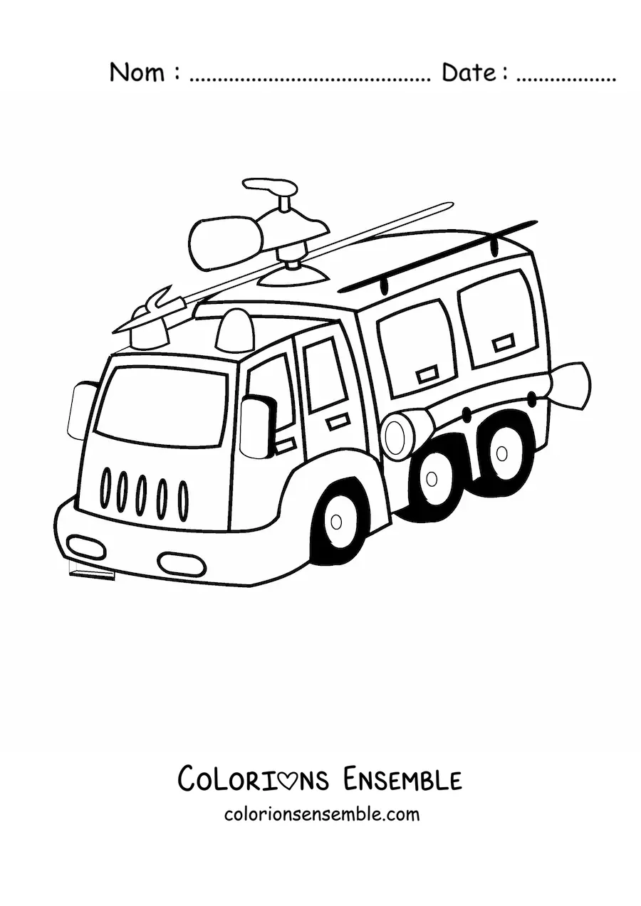 Image à colorier d'un camion de pompiers à toute vitesse