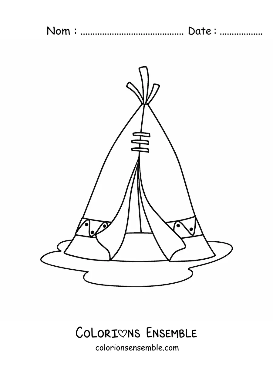 Image à colorier d'un tipi des tribus amérindiennes