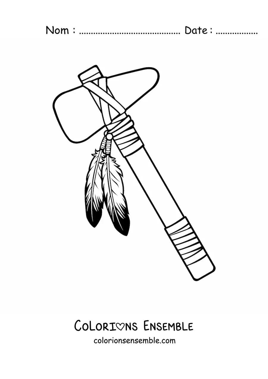 Image à colorier d'une arme des tribus amérindiennes