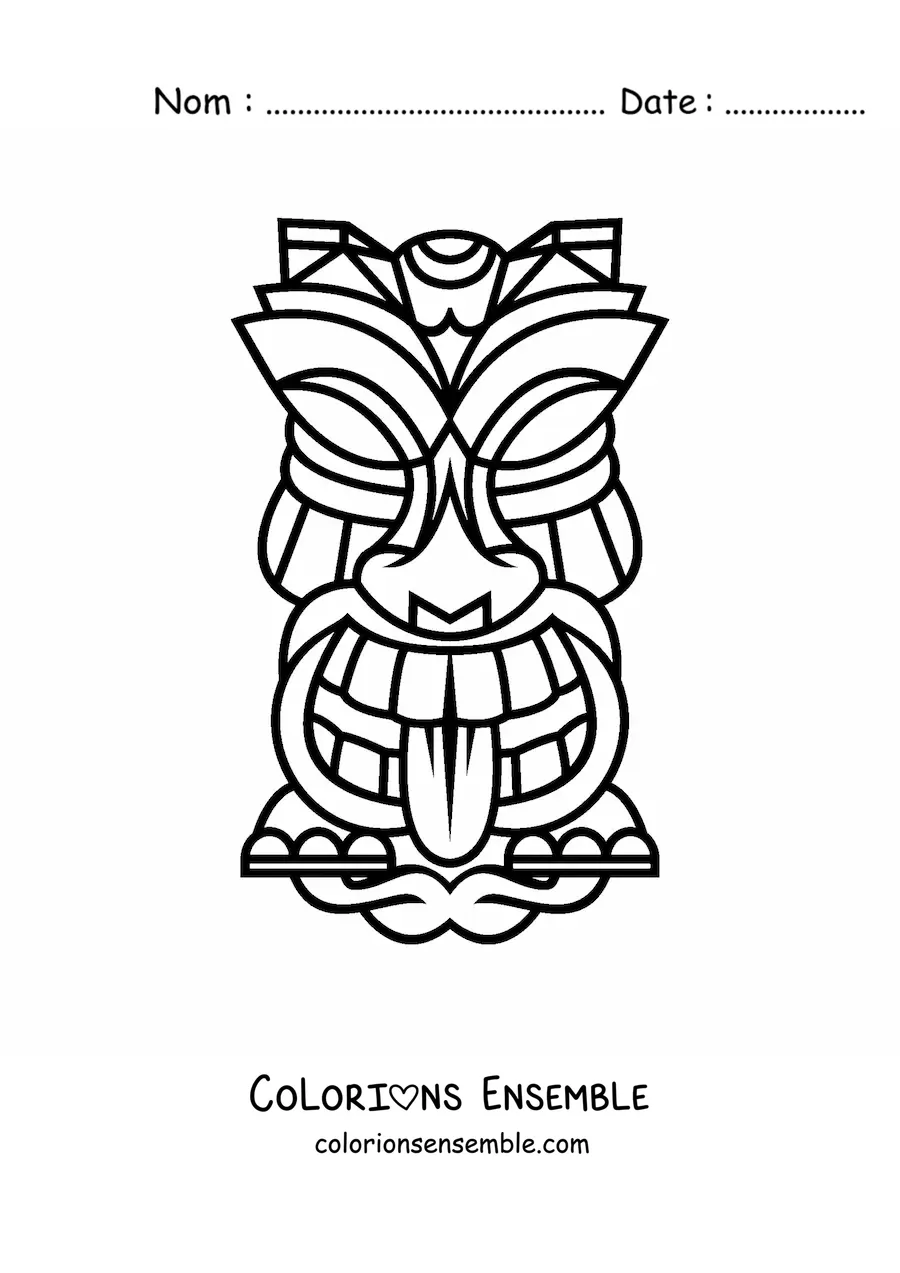 Image à colorier d'un masque tiki facile