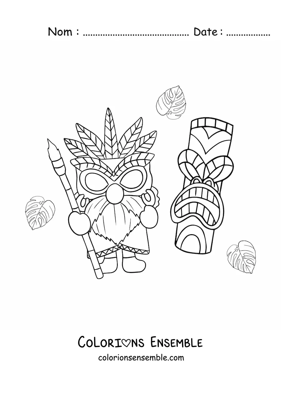 Image à colorier d'un luau hawaïen