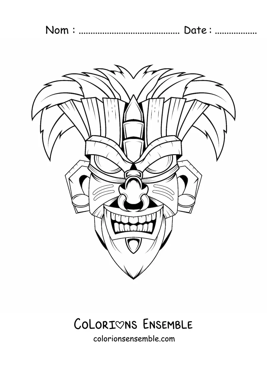Image à colorier d'un masque tiki