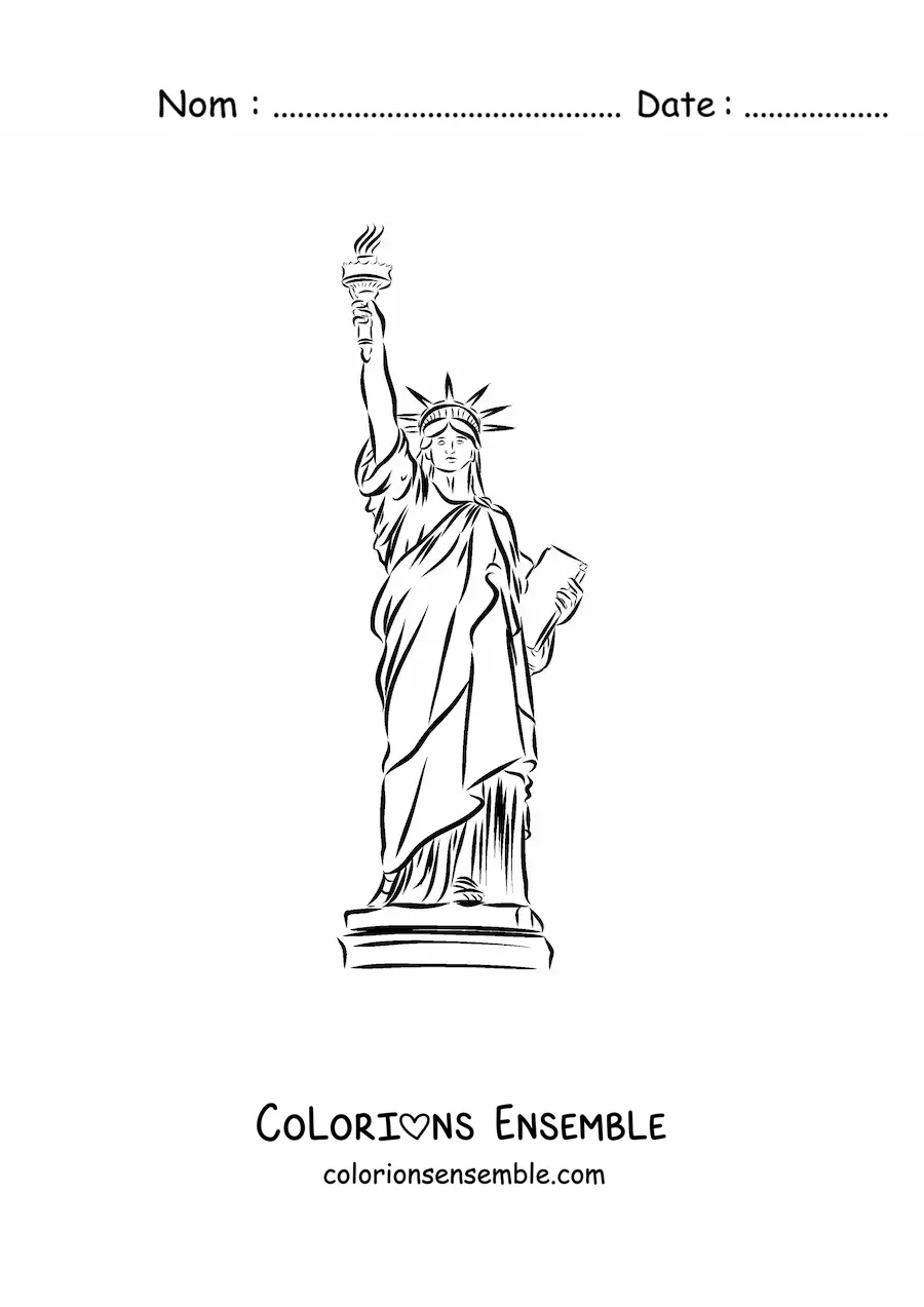 Image à colorier facile de la Statue de la Liberté