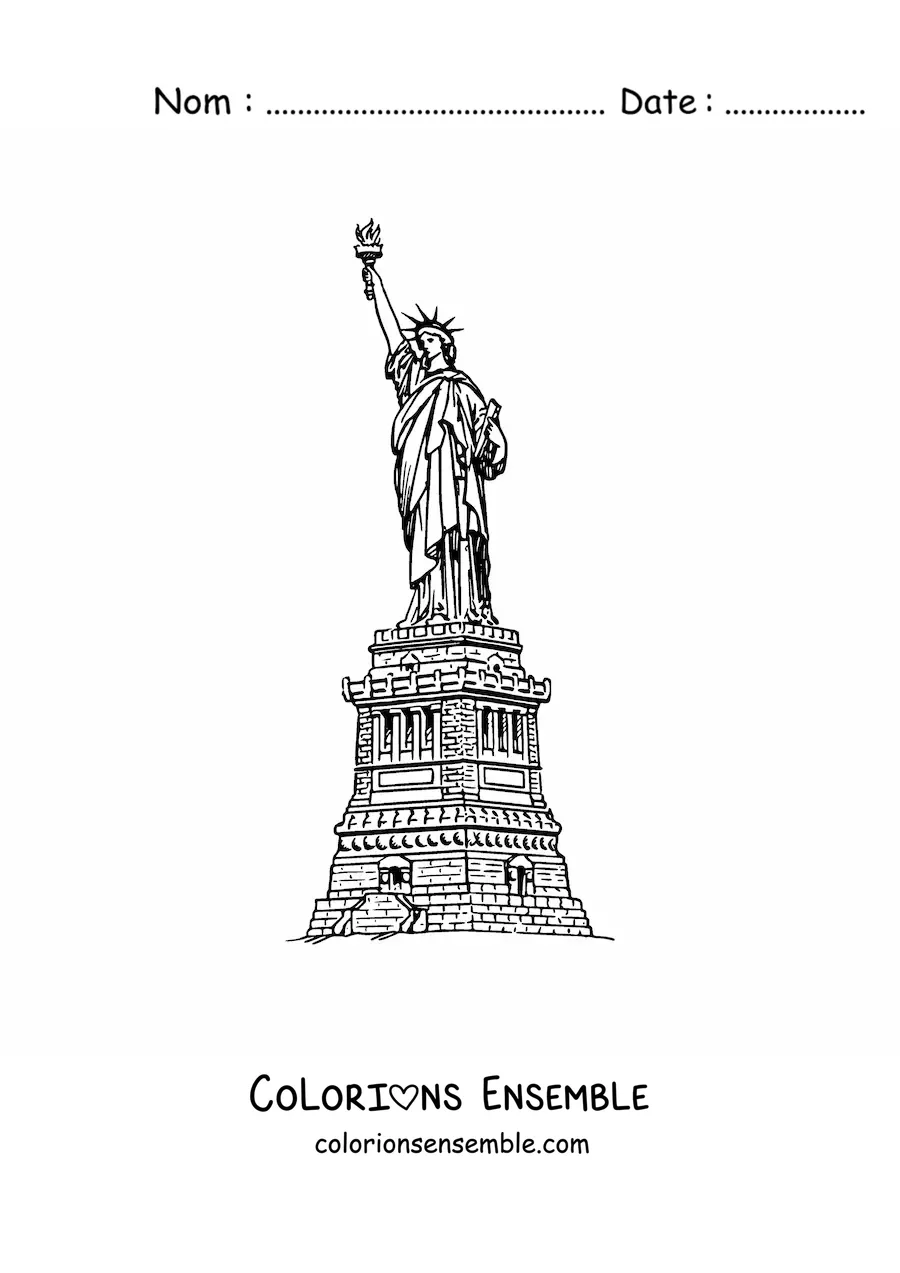 Image à colorier de la Statue de la Liberté