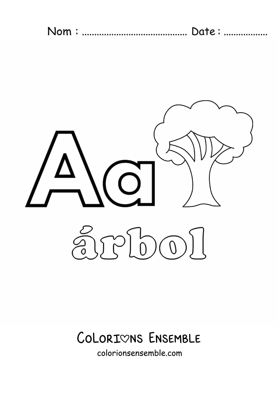 Image à colorier de A comme arbre