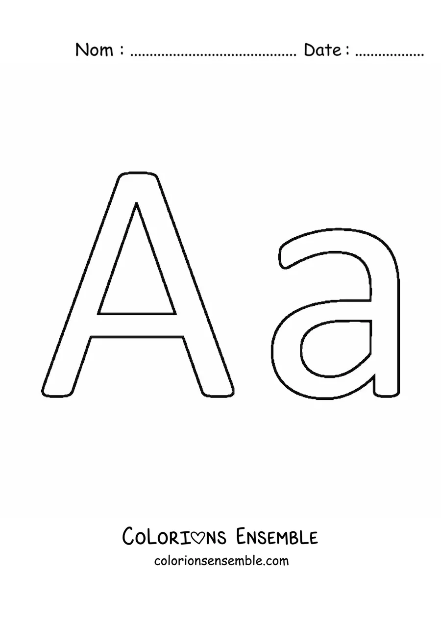 Image à colorier de la lettre A en majuscule et en minuscule