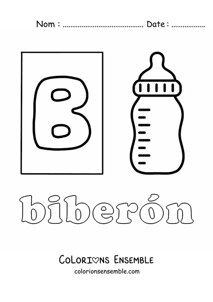 Image à colorier de B comme biberon