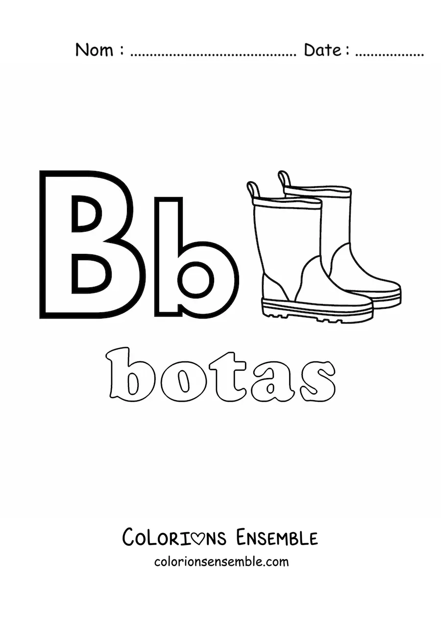 Image à colorier de B comme bottes