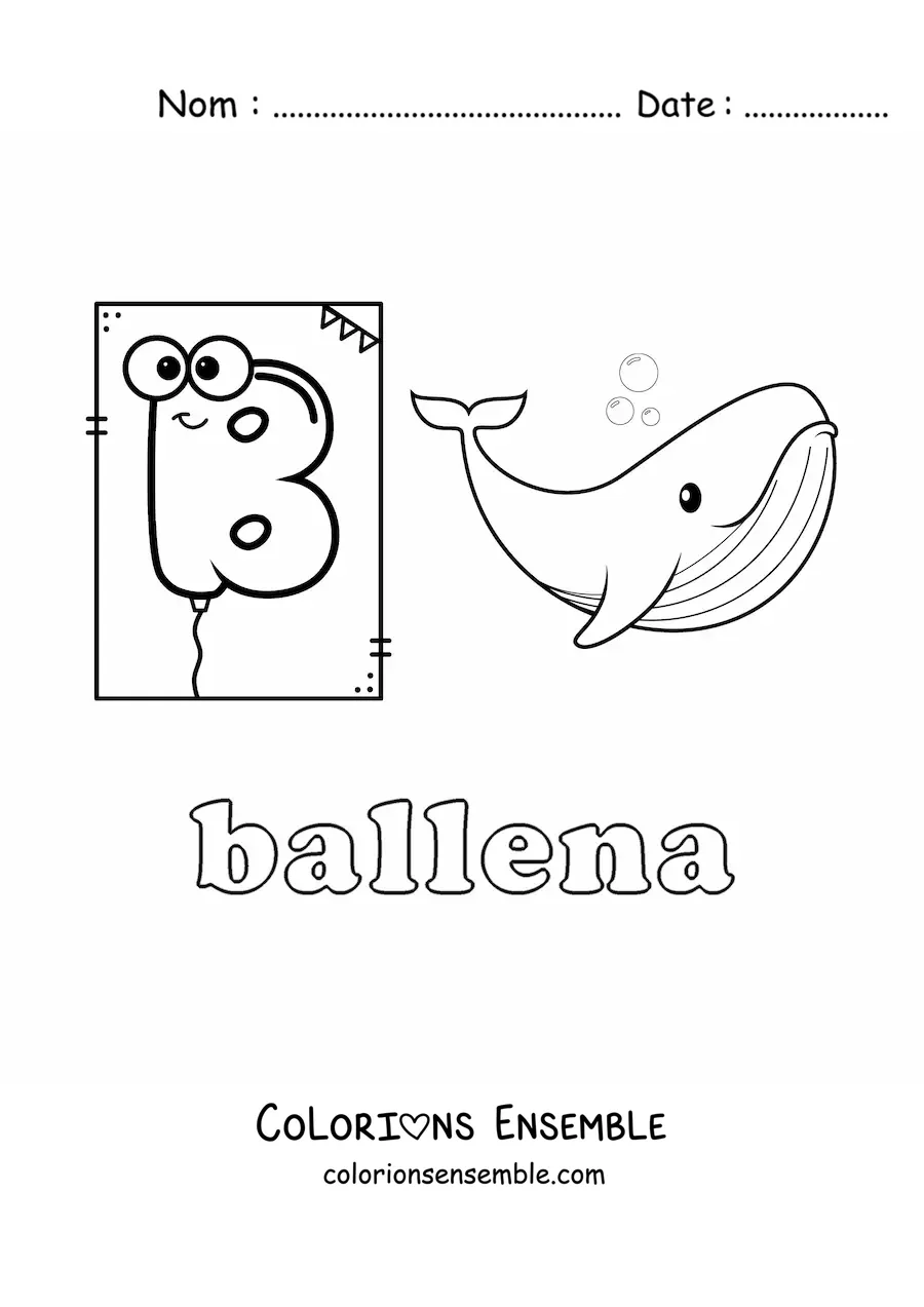 Image à colorier de B comme baleine