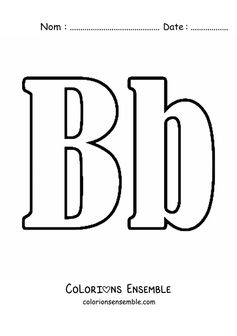 Image à colorier d’un grand B en majuscule et en minuscule