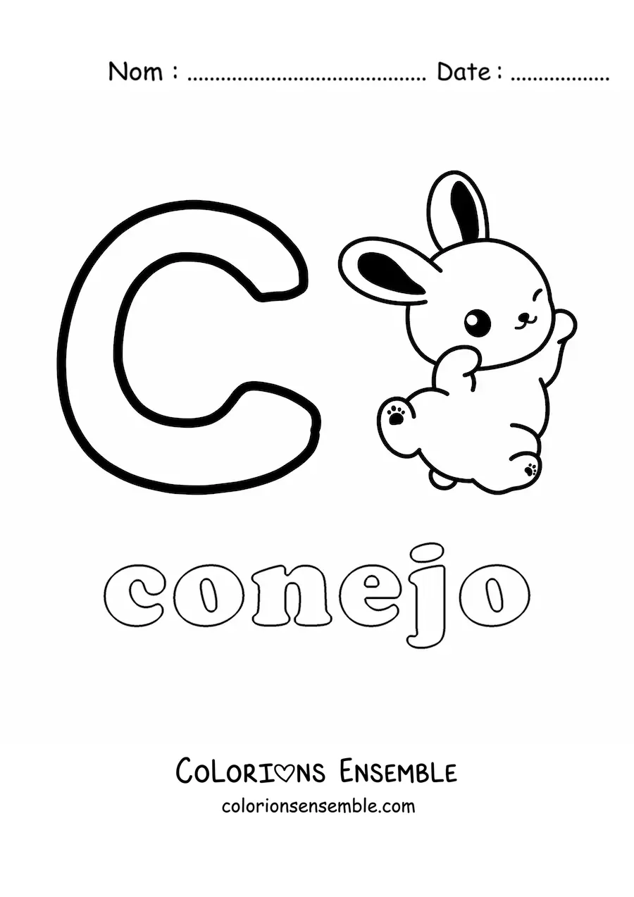Image à colorier de C comme lapin