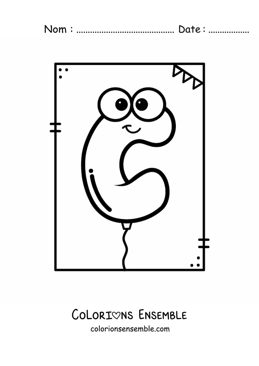 Image à colorier de la lettre C en forme de ballon rigolo