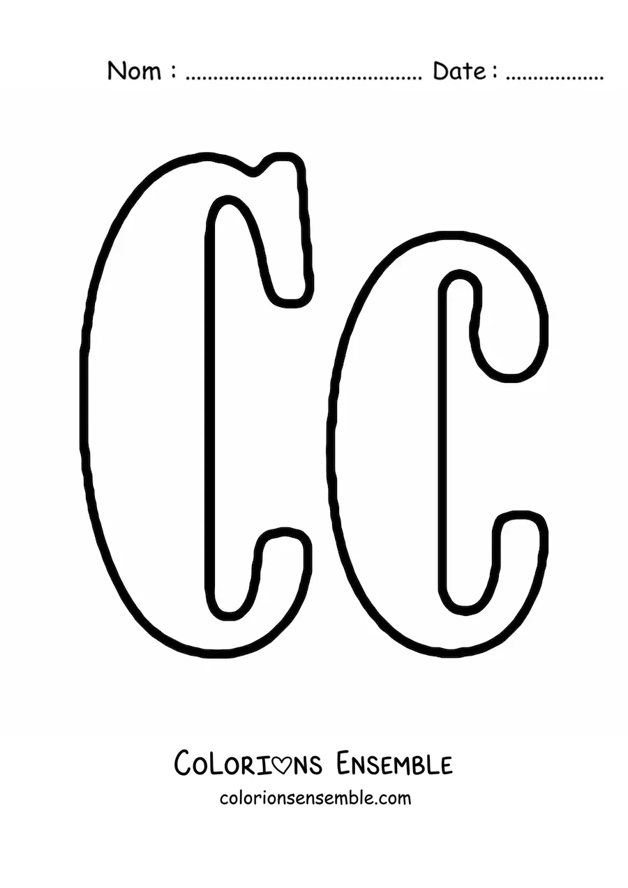 Image à colorier d’un grand C en majuscule et en minuscule