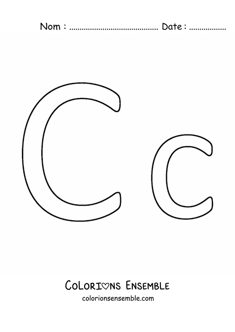 Image à colorier facile de la lettre C en majuscule et en minuscule