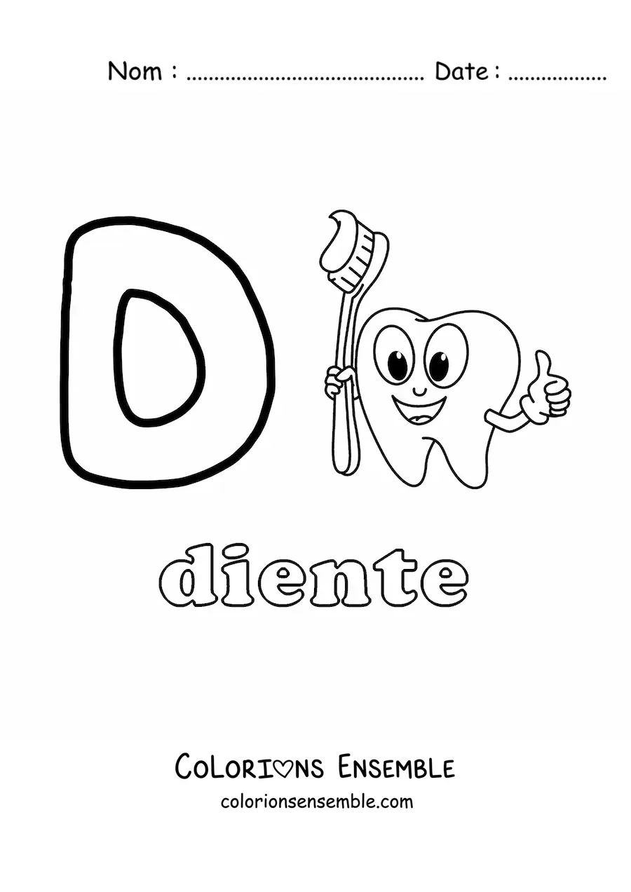 Image à colorier de D comme dent