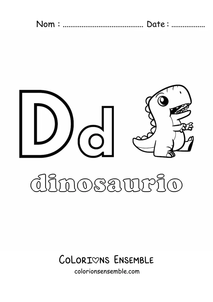 Image à colorier de D comme dinosaure